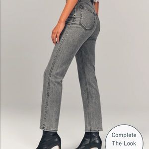 Ultra High Rise Ankle Straight Jean- Color Grey